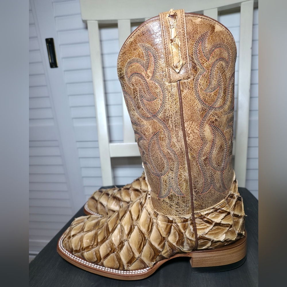 Cody James Pirarucu Exotic Western Boots Square Toe BBME404 Men's Size 9.5 D